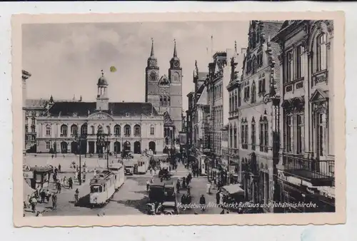 0-3000 MAGDEBURG, Alter Markt, Rathaus, Johanniskirche, Strassenbahnen, belebte Szene