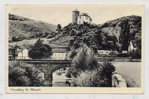 5486 ALTENAHR - KREUZBERG, Dorfansicht, Ahrbrücke, Schloß, 1954