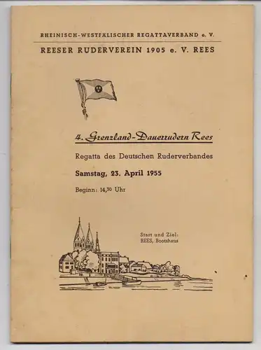 4242 REES, Reeser Ruderverein, 4. Grenzland- Dauerrudern, 1955, Veranstaltungsheft und Beilage