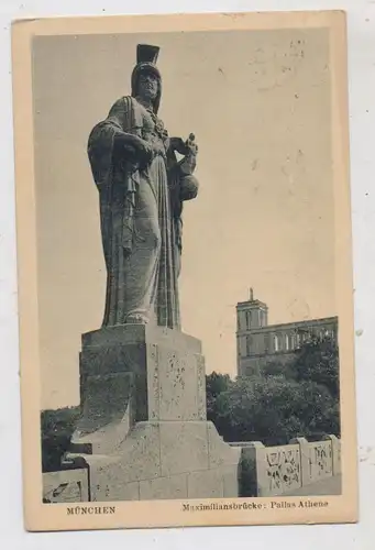 8000 MÜNCHEN, Maximiliansbrücke, Pallas Athene