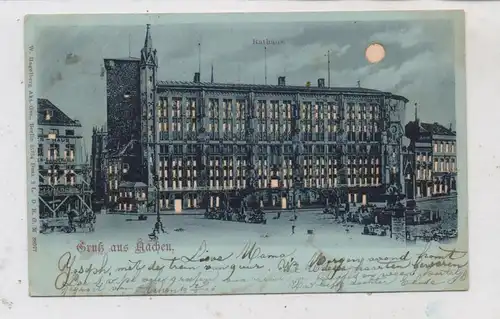 5100 AACHEN, Rathaus, Halt gegen Licht / Hold to light, Durchscheinkarte, 1900
