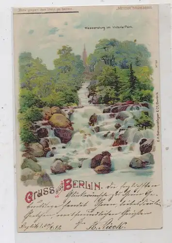 1000 BERLIN - KREUZBERG, Wasserfall im Viktoria Park, Halt gegen Licht / Hold to Light, 1899, Meteor