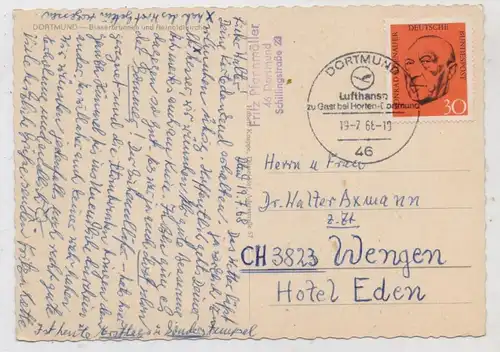 4600 DORTMUND, Bläserbrunnen, Sonderstempel "Lufthansa zu Gast bei Horten - Dortmund"