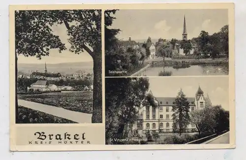 3492 BRAKEL, St. Vinzenz - Hospital, Teichpartie, Ortsansicht, 195.., kl. Druckstelle