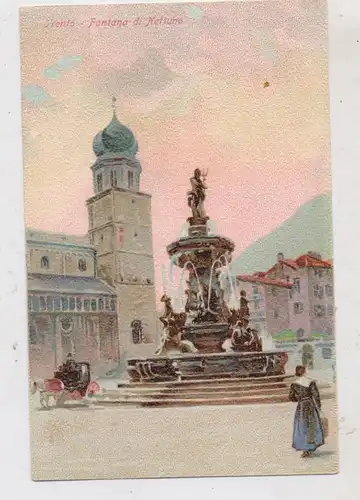 I 38121 TRIENT / TRENTO, Fontana di Nettuno, Künstler-Karte, ca. 1900