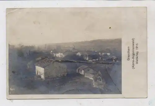 F 08250 GRANDHAM, 1.Weltkrieg, Dorfansicht, Photo-AK, deutsche Feldpost 1915, Druckstellen