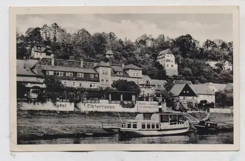 0-8306 WEHLEN, Hotel Elbterrasse, Anleger Binnenschiff, 1955