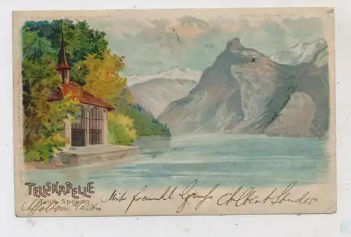 HALT GEGEN LICHT / Hold to light, Tellskapelle Vierwaldstädtersee, 1901, kl. Druckstellen