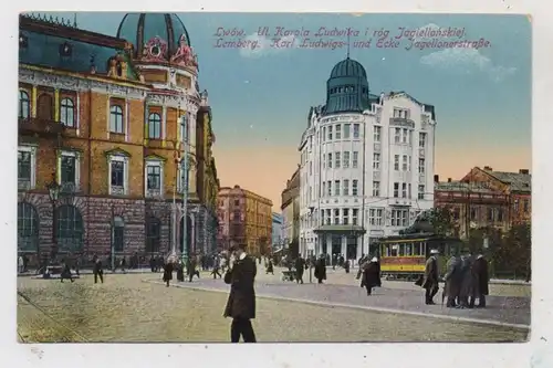 UKRAINE - LVIV / LWIW / LEMBERG, Karl Ludwigs- und Jagellonerstrasse, Strassenbahn, belebte Szene, 1916