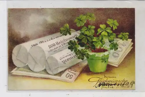 BANKNOTE - Reichsmark, Münzen und Banknoten, Glückwunschkarte, 1935