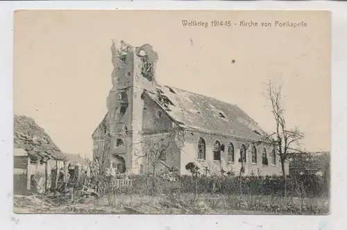 B 8920 LANGEMARCK - POELKAPELLE, Zerstörungen 1.Weltkrieg, Kirche und Umgebung