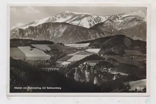 A 2641 BREITENSTEIN - KLAMM am Semmering, Dorfansicht mit Schneeberg, 1938