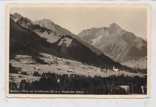 A 6991 RIEZLERN, Dorfansicht mit Zwölferhorn und Widderstein, 193..., Druckstelle