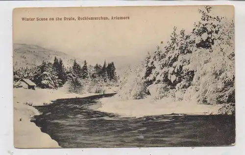 UK - SCOTLAND - HIGHLAND - AVIEMORE, Winter Scene on the Druie, ca. 1905 undivided back