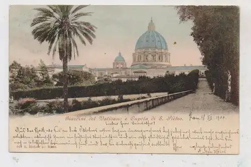 VATICAN - Giardini del Vaticano e Cupola di S. Pietro, 1900, color