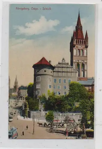 OSTPREUSSEN - KÖNIGSBERG / KALININGRAD, Schloss und Umgebung, Strassenbahn, Droschken, Verlag Stengel