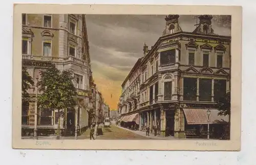 5300 BONN, Poststrasse, Hotel Continental, Strassenbahn, 20er Jahre, kl. Eckknick