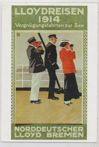 OZEANSCHIFFE - NORDDEUTSCHER LLOYD BREMEN, 1914, Plakatrepro