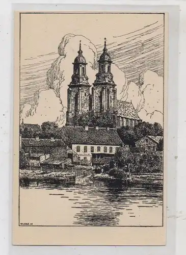 POSEN - GNESEN / GNIEZNO, Der Dom zu Gnesen, Künstler-Karte W. Lenz