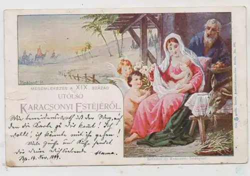 KRIPPE / Crip / Culla, Letzte Christnacht des XIX. Jahrhunderts, Österr.. Frankatur Jerusalem, Ungarischer Text