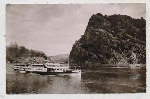 BINNENSCHIFFE - RHEIN, Köln-Düsseldorfer "KAISER WILHELM" vor der Loreley, 1958