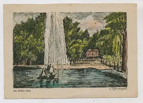 4000 DÜSSELDORF, Der Gröne Jong, Künstler-Karte L.  Schumacher, 1948