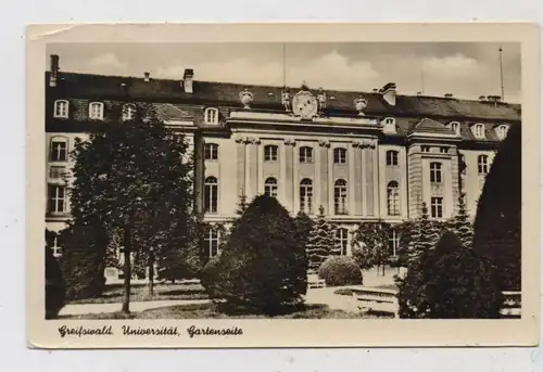 0-2200 GREIFSWALD, Universität, Gartenseite, 1954, kl. Druckstelle