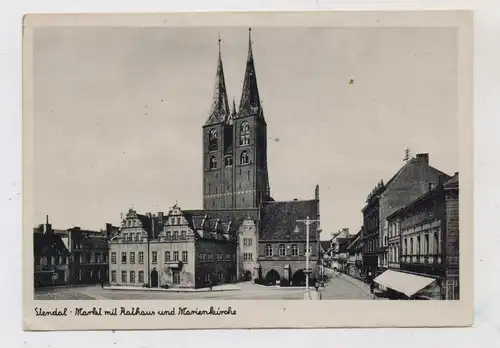 0-3500 STENDAL, Marktplatz, Rathaus, Marienkirche, Verlag Schöning