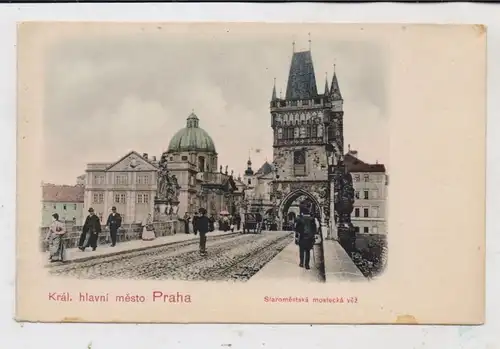CZ 110 00 PRAHA  / PRAG, Karlsbrücke, belebte Szene, color, ca. 1900