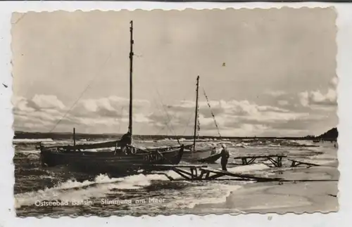 0-2255 HERINGSDORF - BANSIN, Strand, Fischerboote, 1955