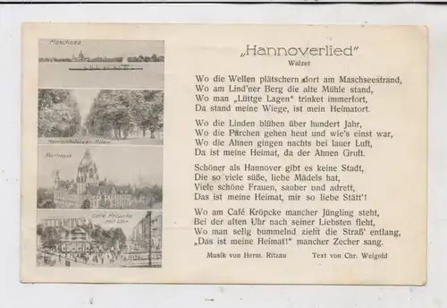 3000 HANNOVER, Hannoverlied, Weigold / Ritzau, Ruderer - Maschsee, Rathaus, Kröpcke, Harrenhausen