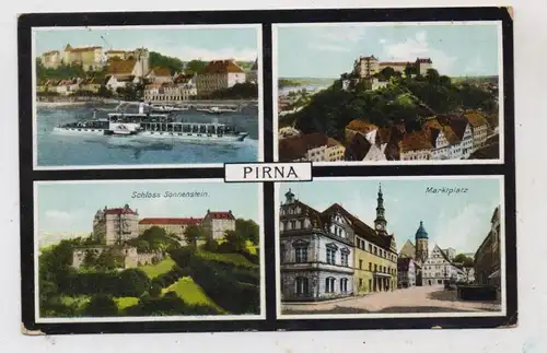 0-8300 PIRNA, Marktplatz, Elbdampfer, Schloss..., 1910