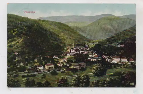 7603 OPPENAU, Blick über die Stadt mit Bahnhof, 1910, Verlag Roth