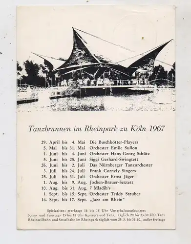 5000 KÖLN - DEUTZ, Tanzbrunnen 1967, Veranstaltungskalender