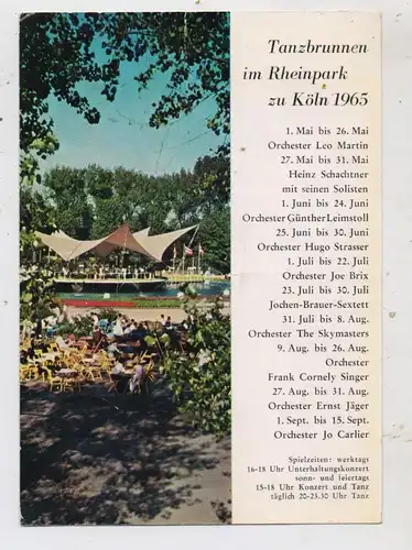 5000 KÖLN - DEUTZ, Tanzbrunnen 1965, Veranstaltungskalender