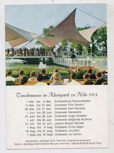 5000 KÖLN - DEUTZ, Tanzbrunnen 1964, Veranstaltungskalender