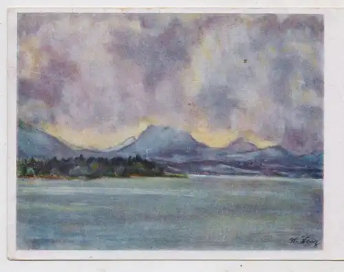 8207 BAD ENDORF, Gewitter über dem Simssee, Künstler-Karte Willy Wenz, 1944