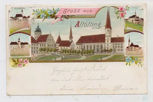 8262 ALÖTTING, Lithographie 1898, Gruss auss... 5 Ansichten