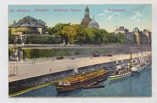 BINNENSCHIFFE - ELBE, Elbdampfer und Frachtschiff vor Dresden