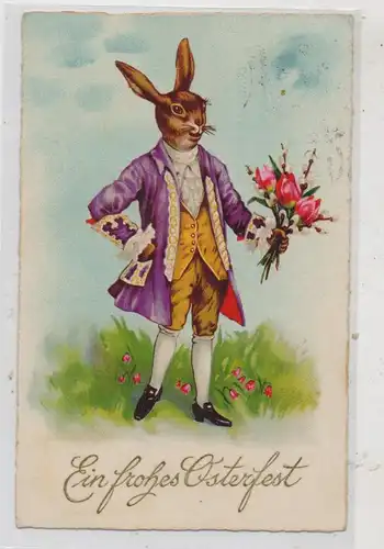 OSTERN - Eleganter Hase mit Blumenstrauß, 1935