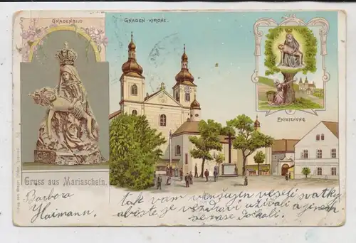 BÖHMEN & MÄHREN - MARIASCHEIN / BOHOSUDOV, Lithographie, Gnadenbild, Gnadenkirche....