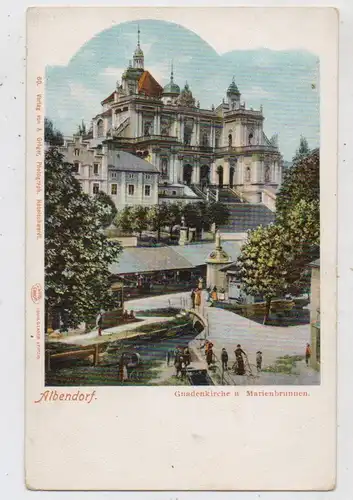 NIEDER - SCHLESIEN - ALBENDORF / WAMBIERZYCE (Glatz), Gnadenkirche und Marienbrunnen, ca. 1905