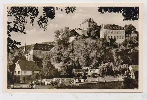 5378 BLANKENHEIM, Blick vom Parkplatz auf die Burg, Oldtimer, 50er Jahre, Verlag Ehlen