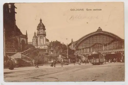 5000 KÖLN, Hauptbahnhof, Ostseite Kölner Dom, Springbrunnen, Strassenbahn, Linie 14, 1926