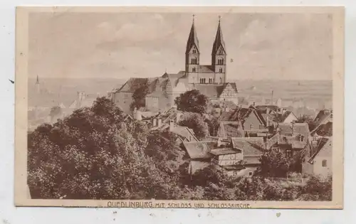 0-4300 QUEDLINBURG, Gesamtansicht mit Schloss und Schlosskirche