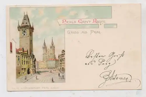 CZ 110 00 PRAHA  / PRAG, Lithographie 1897, Gruss aus Prag
