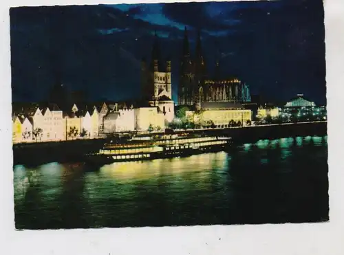 BINNENSCHIFFE - RHEIN, Köln-Düsseldorfer Dampfer am Kölner Anleger bei Nacht