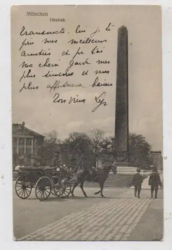 8000 MÜNCHEN, Obelisk, Droschke, 1911