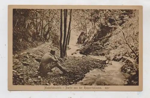 5420 LAHNSTEIN - NIEDERLAHNSTEIN, Partie aus der Ruppertsklamm, Wanderer, ca. 1910