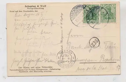 5330 KÖNIGSWINTER, Blick von der Wolkenburg, Richarz' Naturaufnahmen # 16, 1912